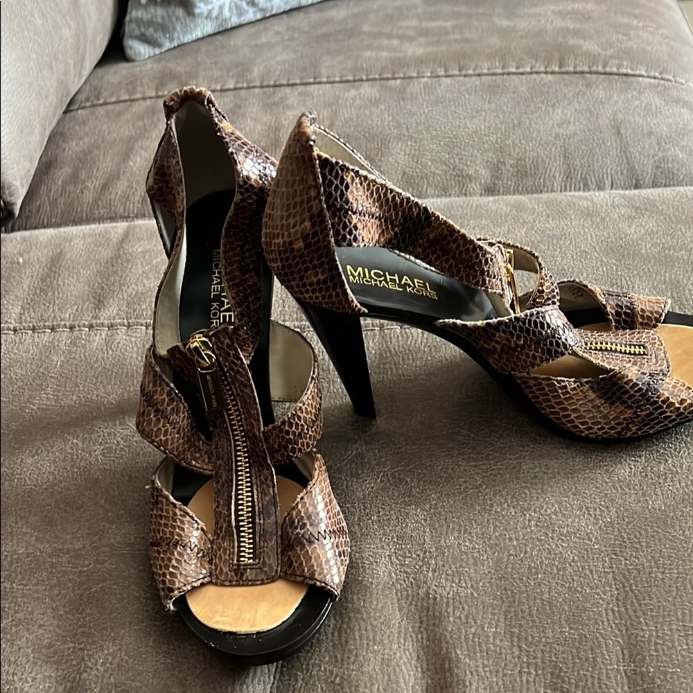 Michael Kors Brown Snake Print Women's Heels